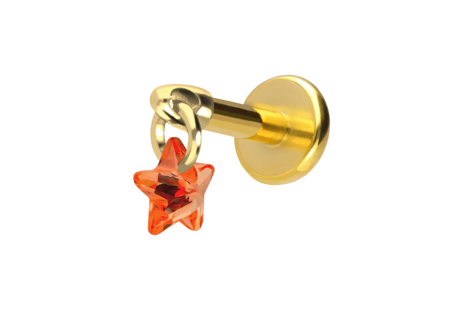 Titan Labret Piercing mit Push Fit KRISTALLSTERN